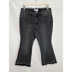 Lane Bryant Black Kick Boot Pearl‎ Mid Rise Super Stretch Jeans Women 14 PETITE